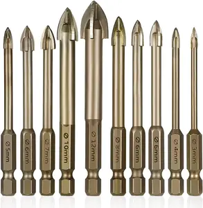 Glass Concrete Drill Bit Alloy Carbide Point with Cutting Edges Tile Glass Cross Spear Head Hex Ceramic Drill Bits Tool
