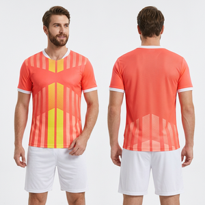 Ensemble de maillots de football pour hommes, uniforme de football personnalisé, manches courtes, col en V, polyester respirant, imprimé géométrique, vêtements de sport pour adultes - Product Image 2