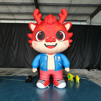 Mascotte gonflable géante de dessin animé 4m Dragon Rouge en tissu Oxford imperméable avec ventilateur intégré résistant au soleil pour la publicité chinoise