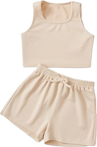 Customizable Pure Color tank Toop and <strong>Shorts</strong> Summer <strong>Girls</strong> Clothing Sets Cute - Product Image 3
