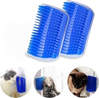 Brosse de toilettage murale d'angle pour chat avec herbe à chat, peigne massant doux pour le visage, pour chats à poils longs ou courts et chatons