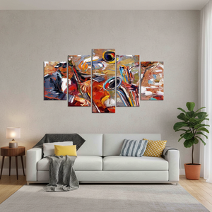 Jazz Music Art Deco Canvas Print Set Saxophone <b>Cello</b> Trumpet Panel Artwork SET of 5 Hanging Wall Decor - Product Image 3