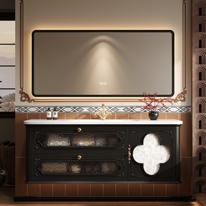 Pháp-phong cách tối giản thông minh gỗ rắn tủ phòng tắm thiết lập với tích hợp Granite bồn rửa - Product Image 4