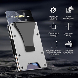 Aluminum Alloy <b>Card</b> <b>Holder</b> with Money Clip <b>Slim</b> RFID Blocking Wallet Custom Logo - Product Image 6