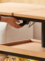 Table basse demi-maison extensible en bois massif, durable et moderne, avec design pliable écologique pour le salon