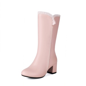 <span class=keywords><strong>Botas</strong></span> de Tacón Grueso a Media Pantorrilla, Novedad Otoño/Invierno 2024, Tallas 33-43, con Cierre Lateral, de Goma, para Mujer, a la Moda - Product Image 6