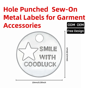Etiquetas Metálicas <span class=keywords><strong>Baiwei</strong></span> para Ropa, Etiquetas Metálicas Personalizadas, Finamente Pulimentadas, con Orificios para Coser en Camisas, Abrigos y Bolsos - Product Image 1