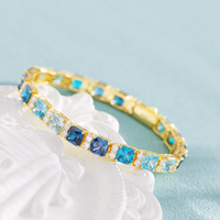 Dropshipping Bracelet Tennis Moissanite VVS D avec Zircon Bleu Hip Hop en Argent Sterling 925 Brillant Charm Bijoux Fins