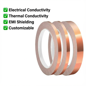 कस्टम एमी परिरक्षण गर्मी प्रतिरोधी तांबे टेप एकल पक्षीय चालनात्मक चिपकने वाला तांबे के पन्नी टेप इलेक्ट्रॉनिक्स विरोधी हस्तक्षेप - Product Image 1