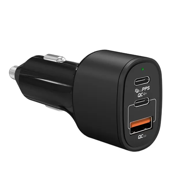 60W Dual Type C Fast PD Car Charger with 18w Quick charge 3.0 for mobile phones, Car Charger 3 port