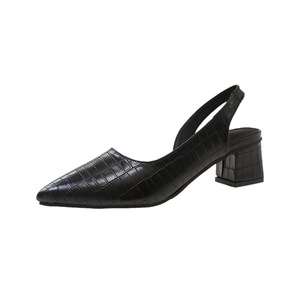 Women's Thick <b>Heel</b> Elegant <b>Closed</b> <b>Toe</b> Summer New Arrival Pointed <b>Toe</b> Plus Size Grids Pattern Sexy Mid-<b>heel</b> - Product Image 6
