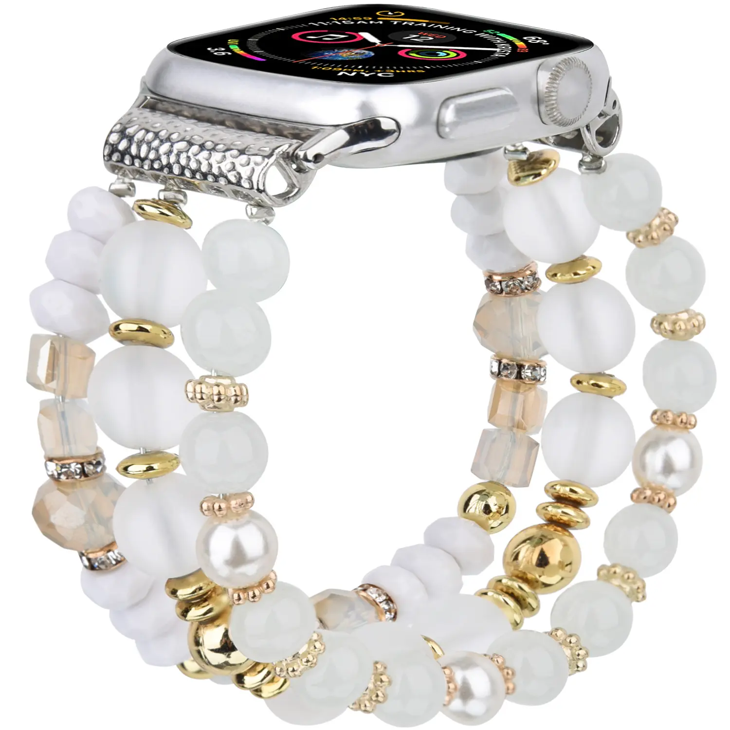 Beads Watch Band for iWatch, Fashion Ladies Pearl Beads Watch Straps for Apple Watch 38mm 42mm, Watch Bracelet for iPhone Watch