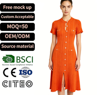 Robe longue décontractée et élégante pour femme, col rond, en dentelle tissée, écologique, respirante, antistatique, à manches courtes, coupe trapèze, pour l'automne