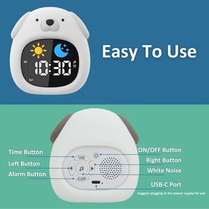 <b>Digital</b> Child Sleep Trainer with Usb Charger Modern Lcd Table Desk Dual Alarm <b>Clock</b> Home Decor Night Lamp Cute for Children - Product Image 5