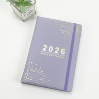 Agenda Quotidien de Luxe 2026 en Cuir PU Doré, Cousu Fil, Impression Personnalisée, Couverture Rigide, Journal d'Inspiration Facile à Écrire, Cadeau