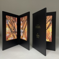 Porte-documents en cuir PU A5 à 2 pages avec éclairage LED, couvertures de menu avec lumière LED, porte-documents en cuir PU noir
