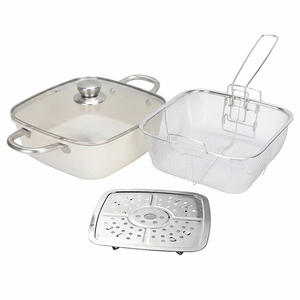 Juego de 4 utensilios de cocina multiusos de cobre <span class=keywords><strong>y</strong></span> aluminio forjado: olla, <span class=keywords><strong>cacerola</strong></span>, sartén para freír <span class=keywords><strong>y</strong></span> sartén profunda con tapa - Product Image 6