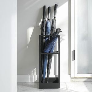 Moderno <span class=keywords><strong>Rettangolare</strong></span> in metallo nero opaco Freestanding <span class=keywords><strong>portaombrelli</strong></span> o porta porta canna con mensola per ombrelli piccoli - Product Image 3