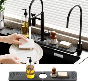 Lavello ad asciugatura istantanea paraspruzzi 15.8 "Diatomite Super assorbimento d'acqua in pietra lavello vassoio assorbente tappetino per rubinetto - Product Image 1