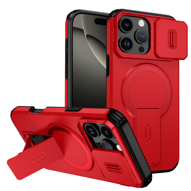 Shockproof Armor Design TPU+PC Mobile Phone Case with 360-degree Rotating Stand and Magnetic Ring Holder for iPhone 16 Pro Max