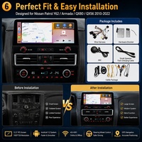 Autoradio 12,3'' 1920x720 Écran tactile capacitif 8 cœurs 4G DSP Lecteur multimédia Android pour Patrol Y62/QX80/QX56 2010-2022