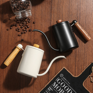 กาต้มน้ำคาเฟ่ชิ 600 มล. ปากกาต้มน้ำแบบคอหงส์ สำหรับชงกาแฟดริป สีขาว - Product Image 1