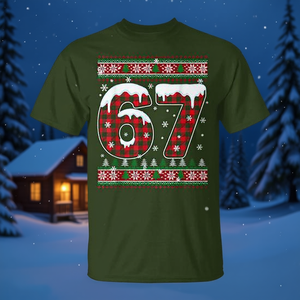 T-shirt Plaid Snowflake Six Seven Christmas 67 Meme - Product Image 3