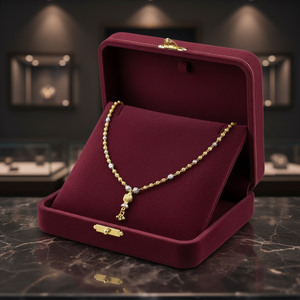 Exquisito Collar Tradicional Dokiyu de Oro de 22K para Mujer con Cuentas Texturizadas de Dos Tonos y Cadena Ornamentada de Alto Brillo - Product Image 2