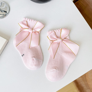 HY-4726 Style espagnol nœud chaussettes bébé 3D nœud chaussettes cheville petite fille <span class=keywords><strong>bas</strong></span> courts - Product Image 3