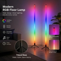 Lámpara de Pie LED Moderna RGBIC, Sincronización Inteligente con Música, Base de Trípode, Luz de Esquina, Control por Aplicación, Decoración para Sala de Estar y Juegos