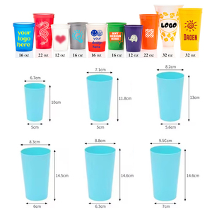 Bicchieri di Plastica Personalizzati 12oz/16oz/32oz <span class=keywords><strong>con</strong></span> Logo Personalizzato Riutilizzabili per Feste di Compleanno - Product Image 3