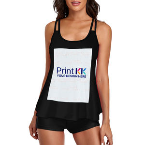 Traje de baño de dos piezas modesto para mujer con imagen personalizada Fondo brasileño Impresión digital personalizada Transpirable Reversible Disponible en tallas XS XL - Product Image 1