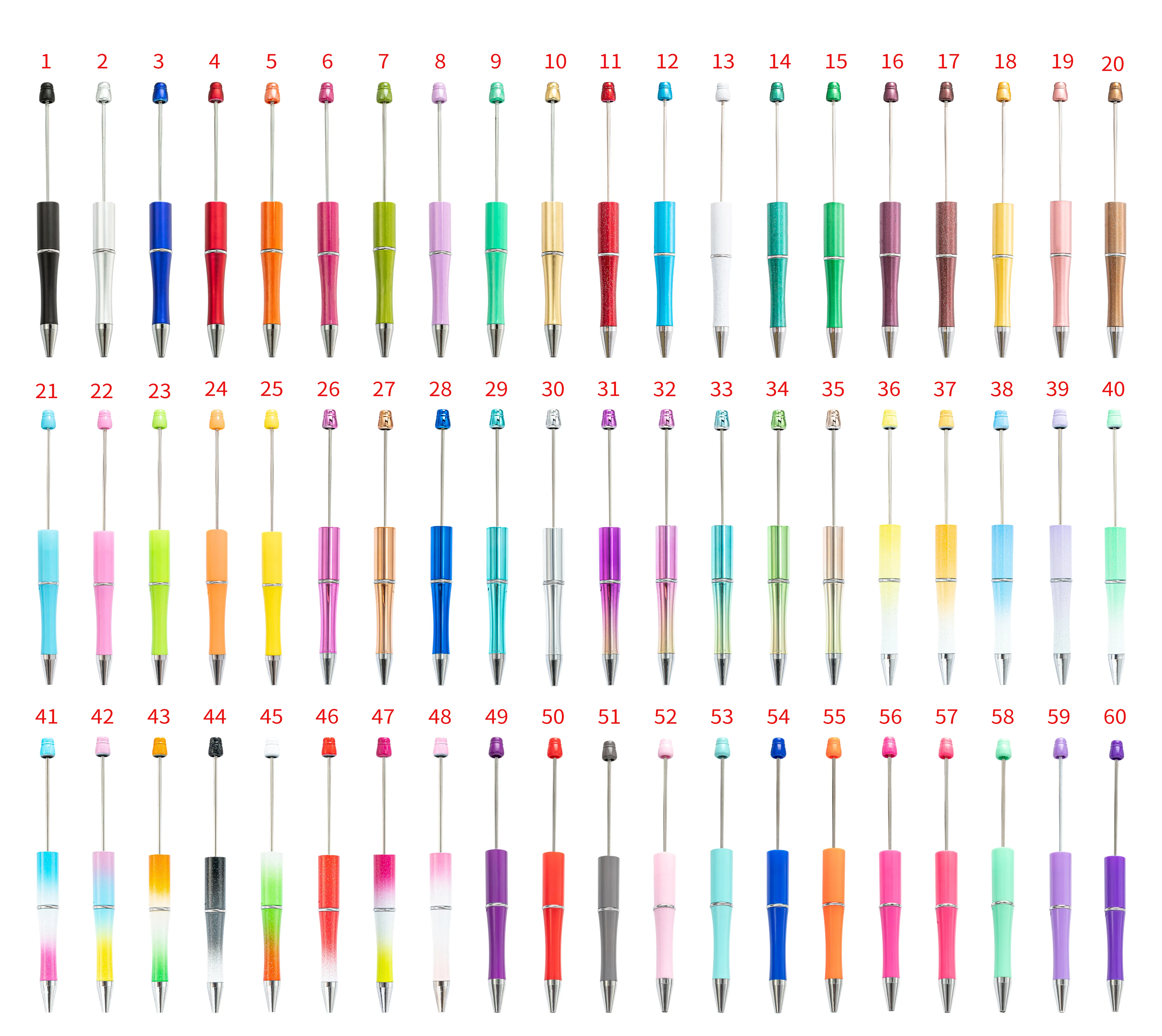 2023 יצירתיות אישית זול DIY פלסטיק Beadable עטים טבילת מסיבת מתנת כדור עטי חרוזים עטים