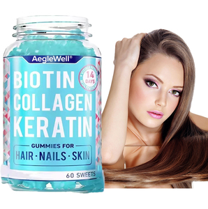 OEM Suplemento sanitario Biotina Colágeno Gomitas Cabello Vitamina Crecimiento Gomitas Etiqueta Privada - Product Image 1