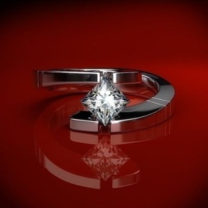 yunnique Wish Square Princess <b>Ring</b> <b>With</b> Simulated Diamonds <b>925</b> Sterling <b>Silver</b> Plated Women's Engagement <b>Ring</b> - Product Image 2