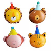 Ballons en aluminium en forme d'animaux de la ferme et de la jungle (Panda, Lion, Tigre, Renard, Vache, Dinosaure) pour la décoration de fête d'anniversaire sur le thème Wild One