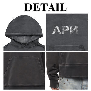 Sudadera con Capucha KingSen de Invierno Unisex, 100% Algodón, Lavado Ácido, Bordada, Transpirable, Estilo Vintage Hip Hop, Holgada, para Hombre - Product Image 6