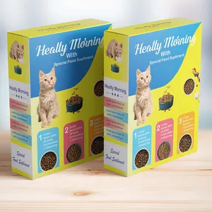 Nueva llegada de impresión personalizada caja de papel para comida de mascotas plegable gato perro caja de embalaje de comida caja de papel para comida de animales