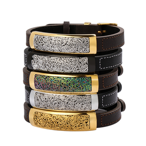 Pulsera de cuero genuino para hombre de alta calidad con incrustaciones de cable de alambre arcoíris pulsera de cuero marrón ajustable