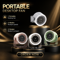 Nouveau ventilateur de table de bureau MLS6220 2026, rechargeable par USB, 1800 mAh, 5 vitesses, mini-ventilateur rafraîchissant pour l'été