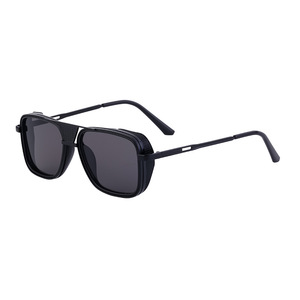 Gafas de sol cuadradas retro punk europeas y americanas personalizadas para hombre, lentes de PC con protección UV400, montura negra, estilo Instagram, empaque en caja. - Product Image 3