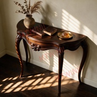 Consola Delgada con Base Abierta, 51x18, Ideal para Pasillos Estrechos y Entradas Pequeñas, Sin Bloqueos - Mesa Consola Estrecha con Tallados Ornamentales