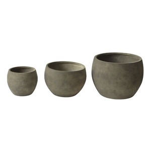 Usine vente nouveau design haute qualité durable poids léger rond gris en fibre <span class=keywords><strong>de</strong></span> verre <span class=keywords><strong>de</strong></span> <span class=keywords><strong>jardin</strong></span> d'argile <span class=keywords><strong>de</strong></span> <span class=keywords><strong>poterie</strong></span> - Product Image 1