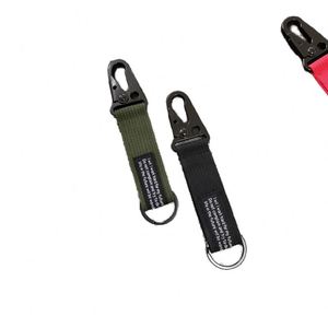 En gros, Porte-clés tactique en nylon noir avec sangle de fixation pour équipement tactique et d'escalade, motif jacquard - Product Image 1