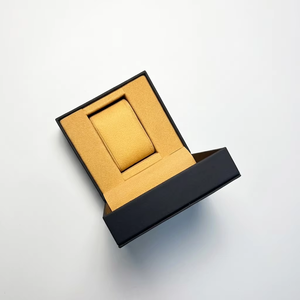 Durable Premium <b>Black</b> PU Leather Single Watch Storage <b>Box</b> with Plush Velvet Cushion Insert, Custom Logo Embossing Option - Product Image 5
