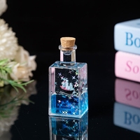 Bouteille carrée en acrylique, sablier, goutte d'huile liquide, flotteur bateau à voile, décoration de bureau, petite figurine, cadeau pour enfants