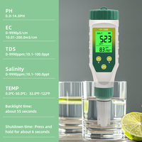 Kit de test d'eau multifonctionnel de haute qualité 5 en 1 (salinité/TDS/EC/température/pH) pour l'aquaculture des bassins à koïs et l'hydroponie