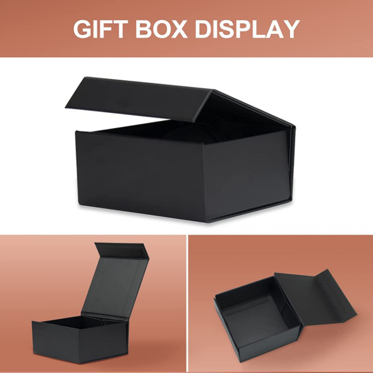 Small Magnetic Collapsible Box Rigid Gift Matt-Black-Cardboard-Box-Wholesale