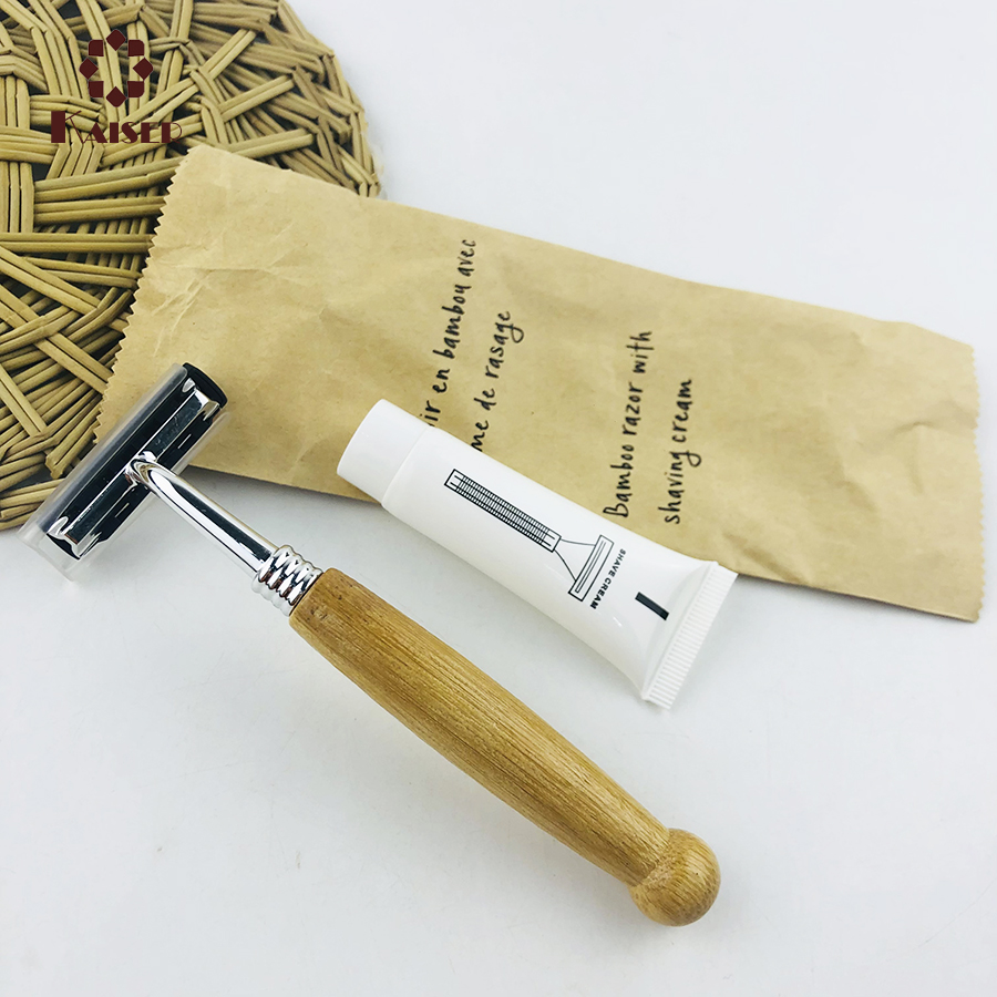Biodegradable Hotel Supplies Twin Blades Shaving Razor With Shaving Cream