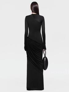 Elegante Abito Lungo <span class=keywords><strong>Marrone</strong></span> Plissettato di Alta Qualità Vietnam 2026 Ramadan Nuovo Abito da Sera Lungo <span class=keywords><strong>in</strong></span> <span class=keywords><strong>Maglia</strong></span> Elasticizzata - Product Image 4